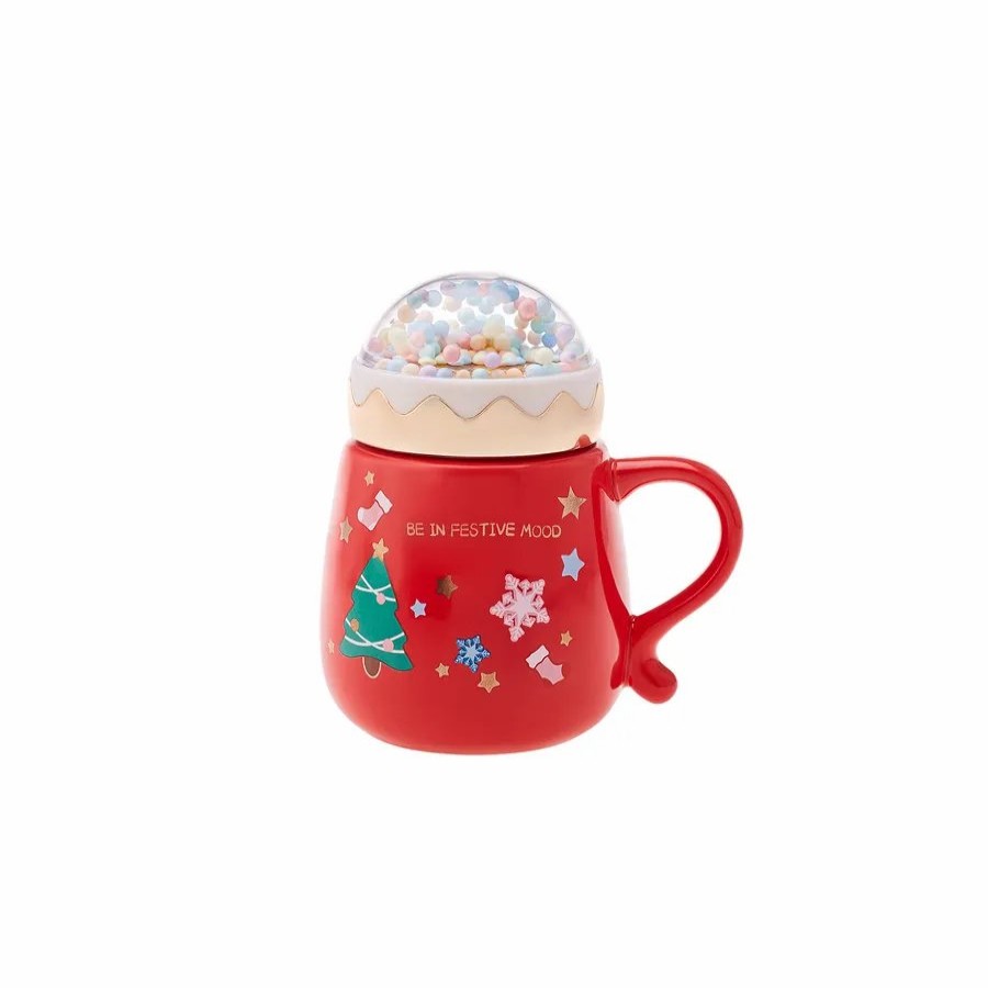 Mugs | Karaca Karaca New Year Christmas Bubble Porcelain Mug With Lid, 430Ml, Multi