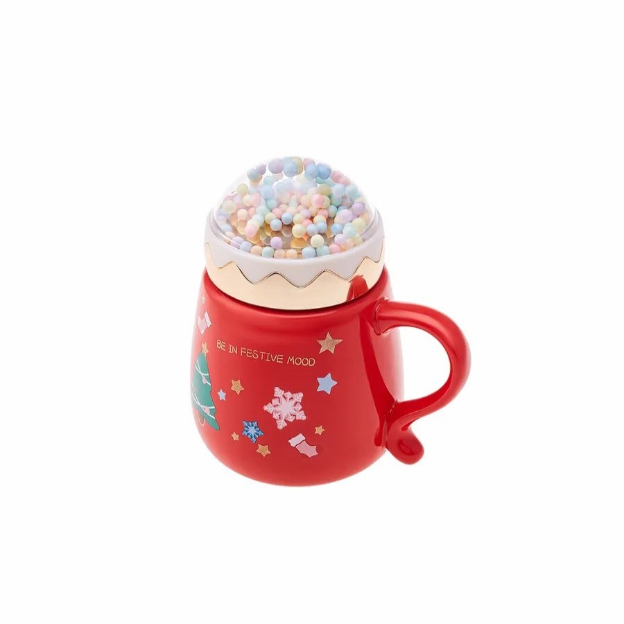 Mugs | Karaca Karaca New Year Christmas Bubble Porcelain Mug With Lid, 430Ml, Multi