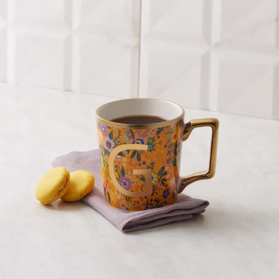 Mugs | Karaca Karaca Flower Porcelain Letter G Mug, 350Ml, Multi