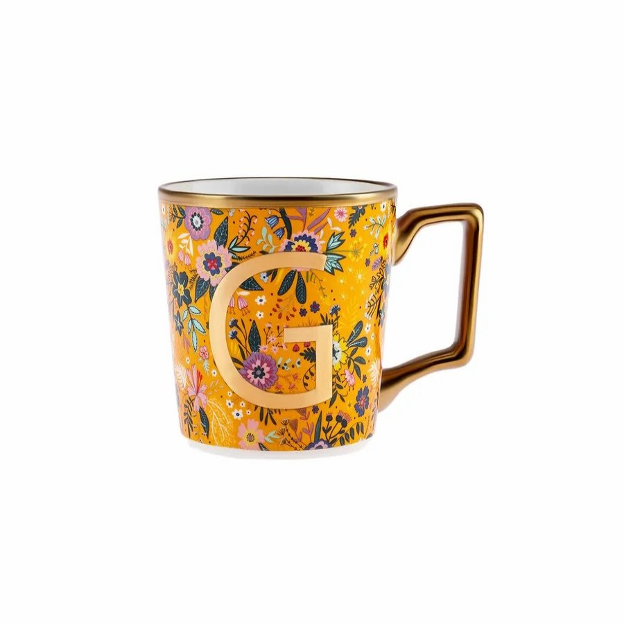 Mugs | Karaca Karaca Flower Porcelain Letter G Mug, 350Ml, Multi