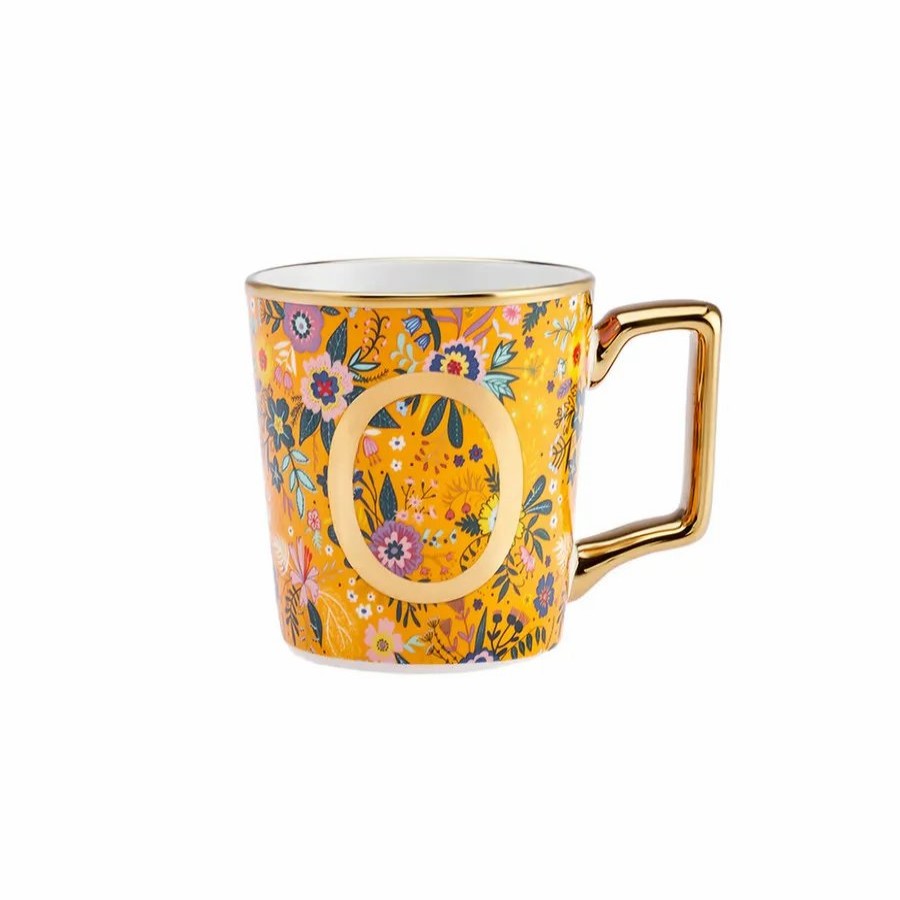 Mugs | Karaca Karaca Flower Porcelain Letter O Mug, 350Ml, Multi