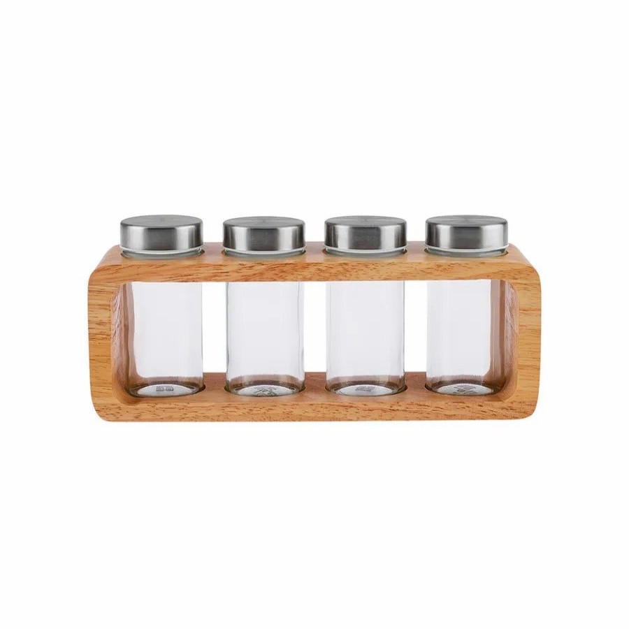 Spice Racks | Karaca Karaca Warren 4 Piece Glass Spice Rack Set With Stand, 100Ml, White Silver