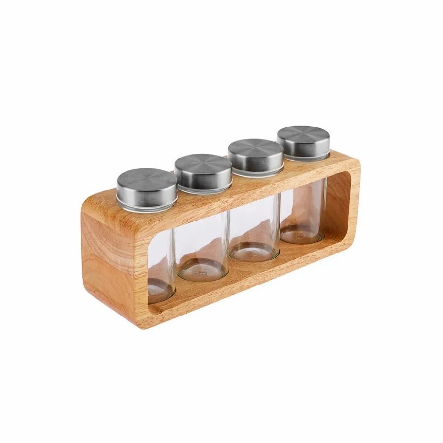 Spice Racks | Karaca Karaca Warren 4 Piece Glass Spice Rack Set With Stand, 100Ml, White Silver