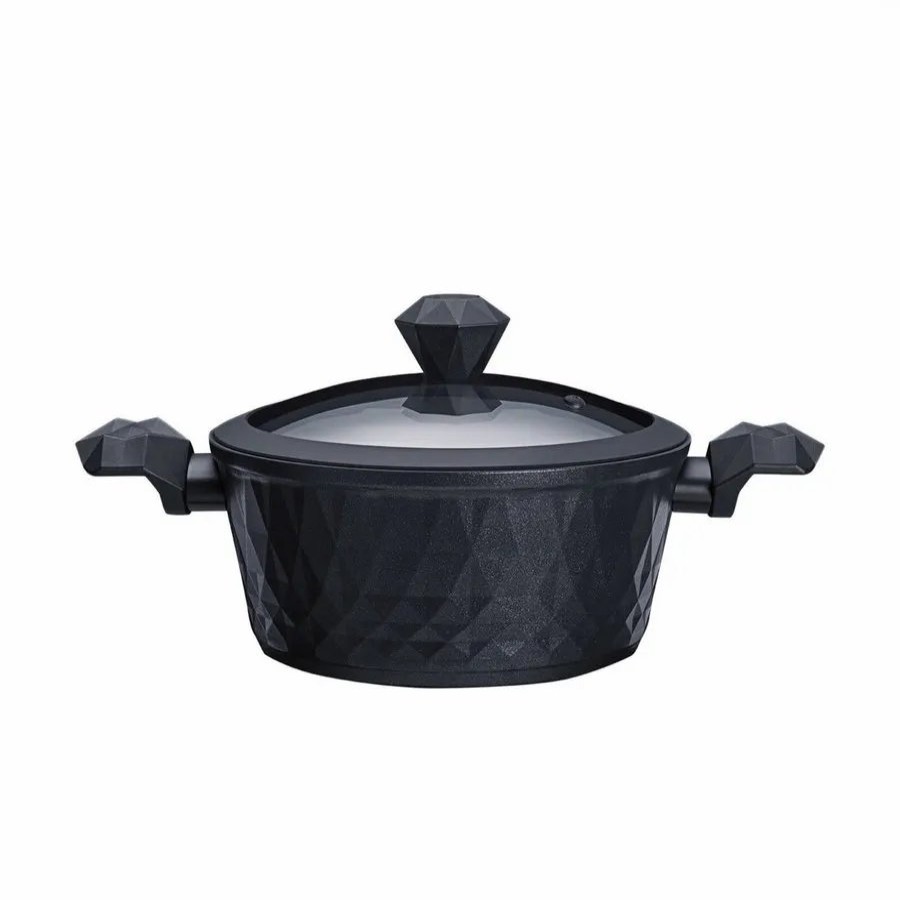 Pots | Karaca Karaca Biodiamond Non- Stick Antibacterial Handle Induction Stockpot With Lid, 20Cm, Black