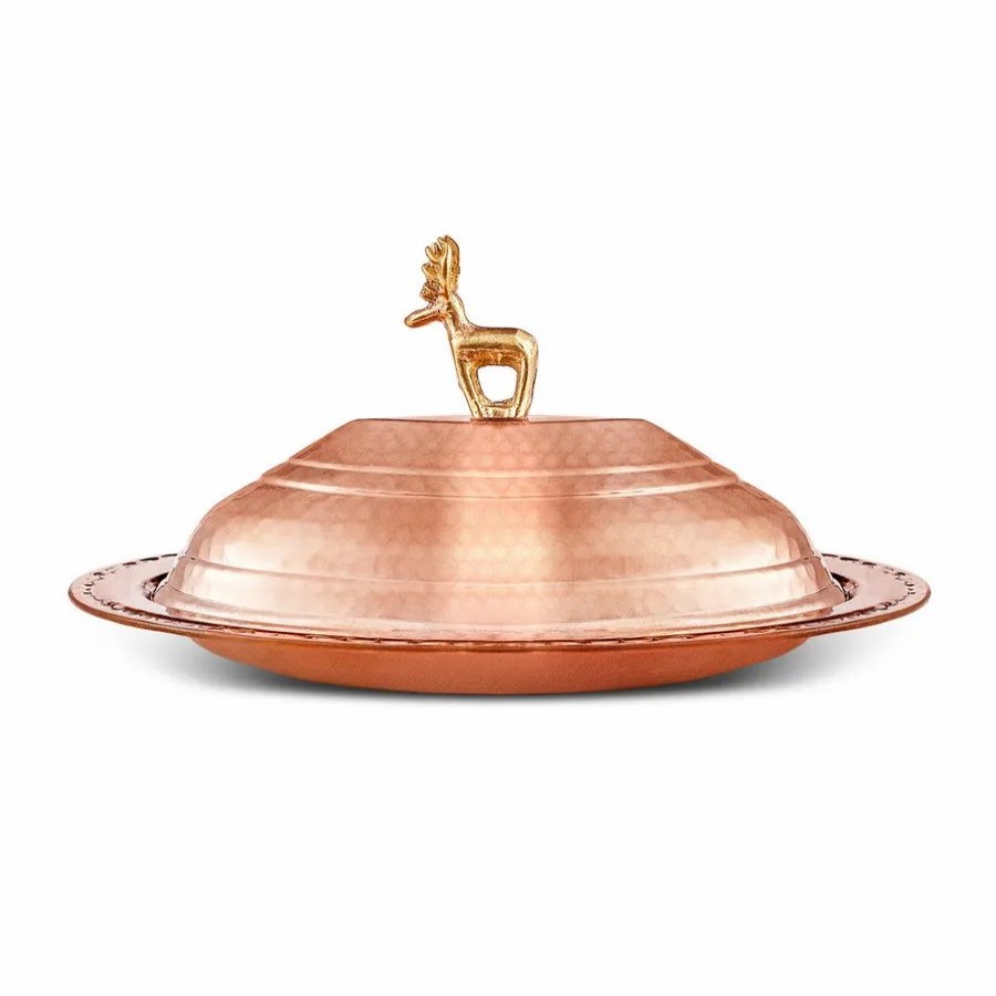 Serving Platters | Karaca Karaca Alacahoyuk Copper Serving Platter With Dome, 25Cm, Copper