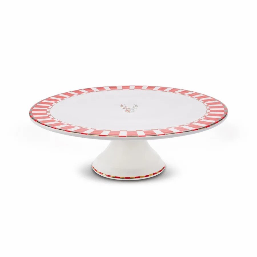 Serving Platters | Karaca Karaca Aries Porcelain Cake Stand, 31Cm, Red Multi