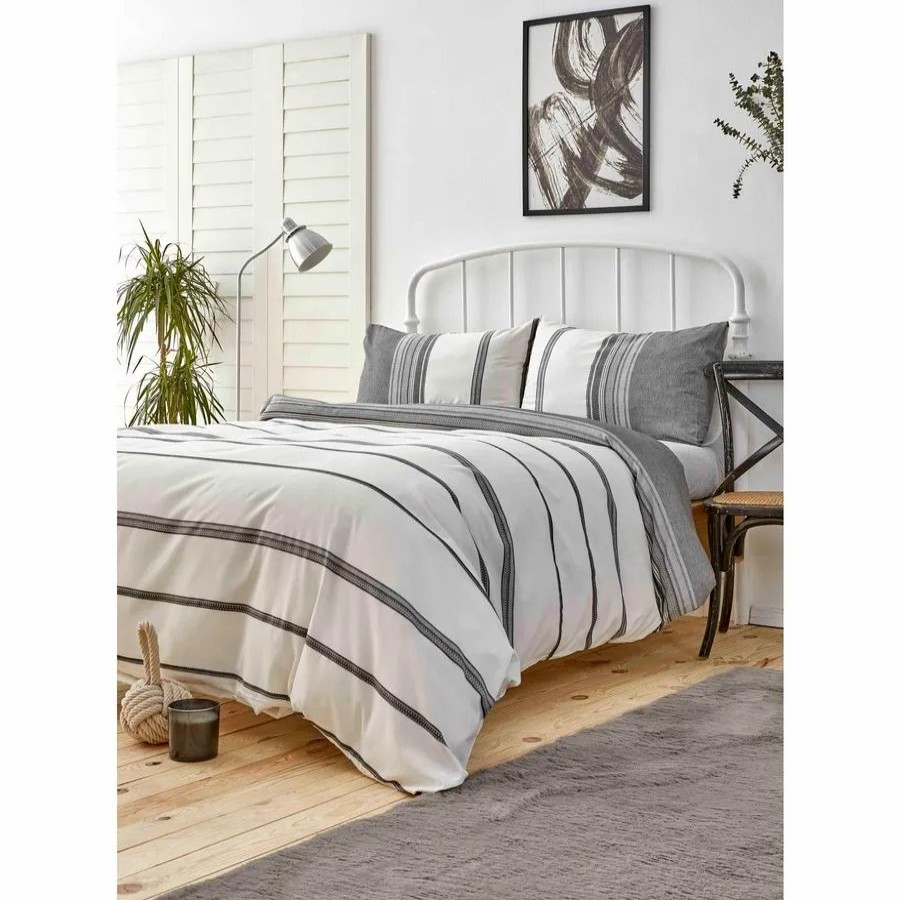 Duvet Cover Sets | Karaca Home Karaca Home Dobby Woven Duvet Cover Set, Double, Black White