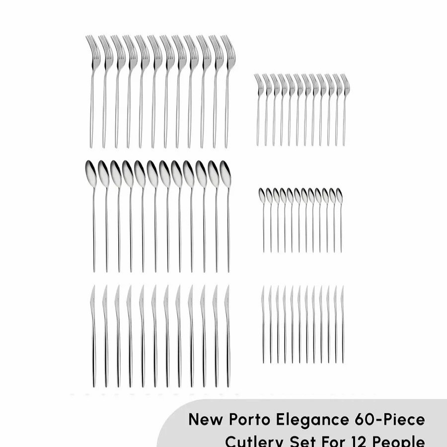 Cutlery Sets | Karaca Karaca New Porto Elegance 60 Piece Stainless Steel Cutlery Set For 12 People, Silver