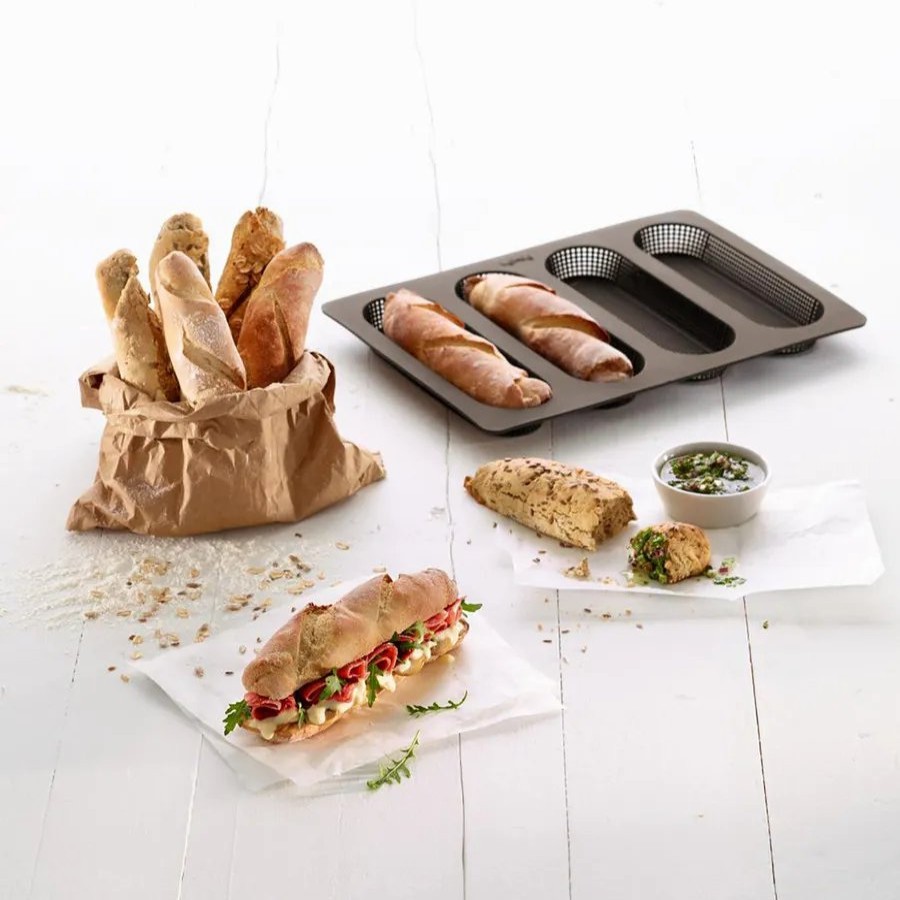 Cake Tins | Lèkuè Lekue Non-Stick Baguettes Mould, Small, Brown