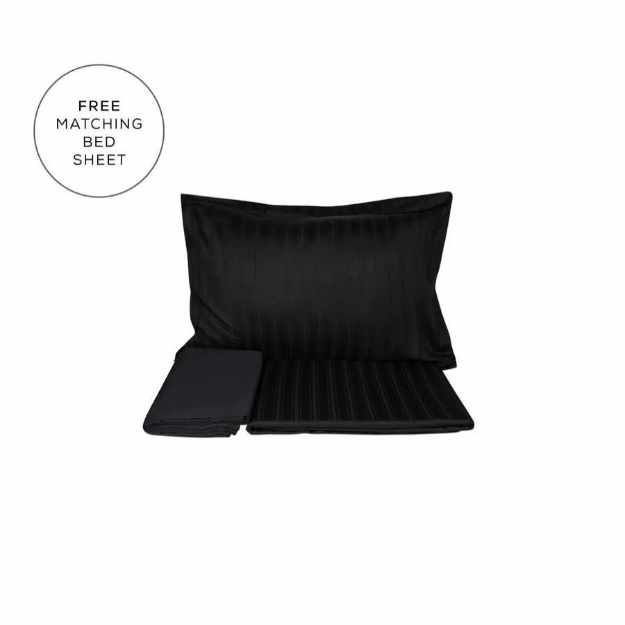 Duvet Cover Sets | Karaca Home Karaca Home Charm Bold 100% Turkish Cotton Duvet Cover Set With Bed Sheet, Single, Black