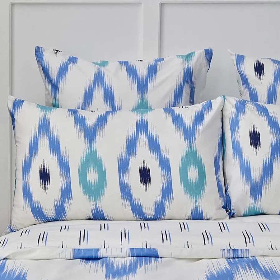 Duvet Cover Sets | Nautica Home Nautica Ikat 100% Turkish Cotton Duvet Cover Set, Double, 200Cmx200Cm, White Blue