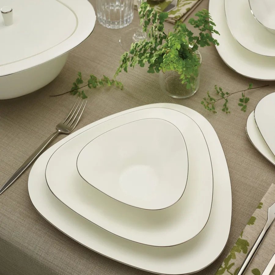 Fine Pearl Dinner Sets | Karaca Karaca Fine Pearl Extra Trio 62-Piece Dinner Set For 12 People, White Platinum