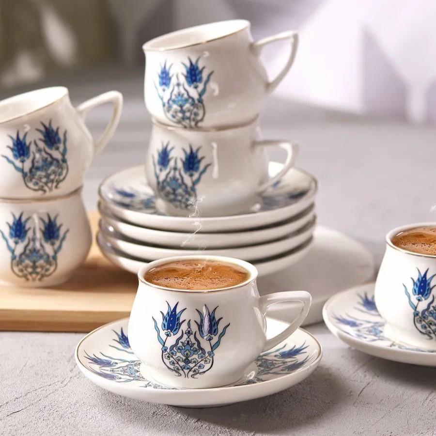 Espresso&Turkish Coffee Cup Sets | Karaca Karaca Iznik 12 Piece Porcelain Espresso Turkish Coffee Cup Set Of 6, 100Ml, Multi