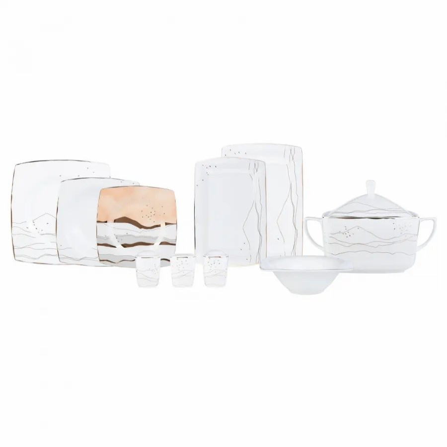 Fine Pearl Dinner Sets | Karaca Karaca Fine Pearl Ocaso 62-Piece Dinner Set For 12 People, Multi