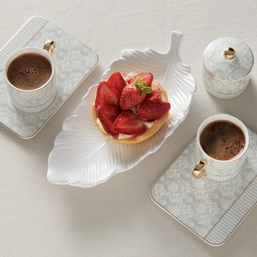 Espresso&Turkish Coffee Cup Sets | Karaca Karaca Queen 5 Piece Porcelain Espresso Turkish Coffee Cup Set For 2 People With Candy Bowl, 90Ml, Multi