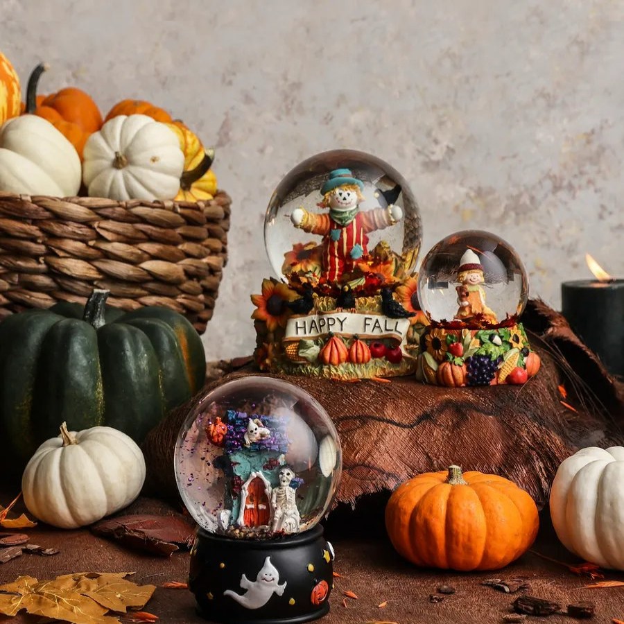 Ornaments | Karaca Home Karaca Halloween Harvest Ceramic Snow Globe, 65Mm, Multi