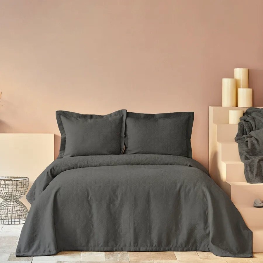 Bedspreads | Karaca Home Karaca Home Back To Basic Bedspread Set, Double, Anthracite