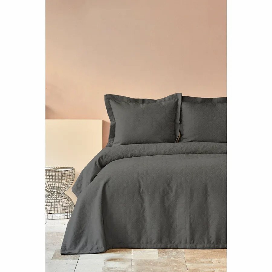 Bedspreads | Karaca Home Karaca Home Back To Basic Bedspread Set, Double, Anthracite