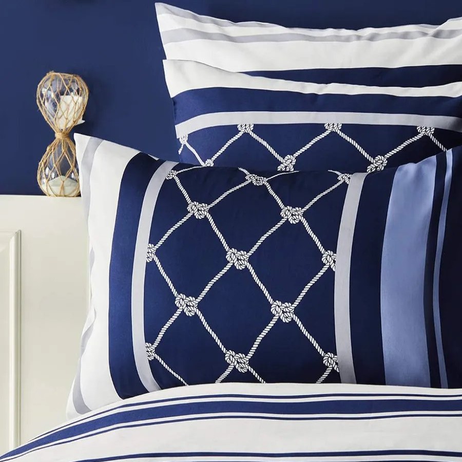 Duvet Cover Sets | Nautica Home Nautica Knot 100% Turkish Cotton Duvet Cover Set, Super King, 260Cmx220Cm, Navy Blue Multi