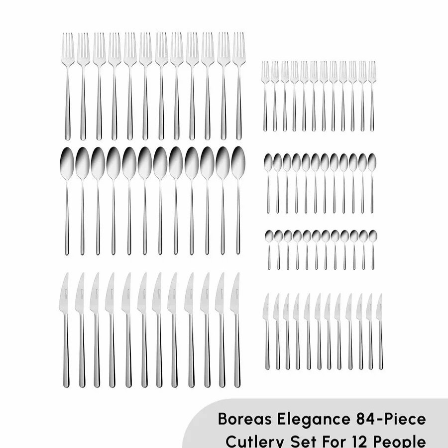 Cutlery Sets | Karaca Karaca Boreas 84 Piece Stainless Steel Cutlery Set For 12 People, Silver