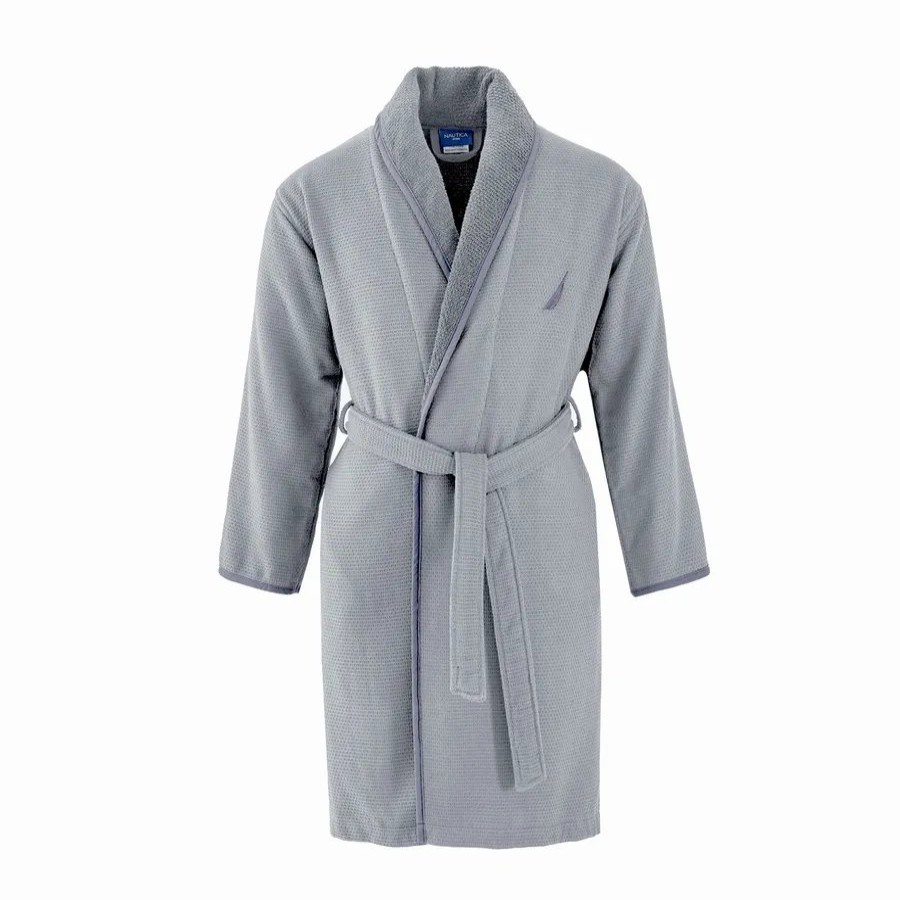 Bathrobes | Nautica Home Nautica Home Marlin 100% Turkish Cotton Bathrobe, Medium, Grey