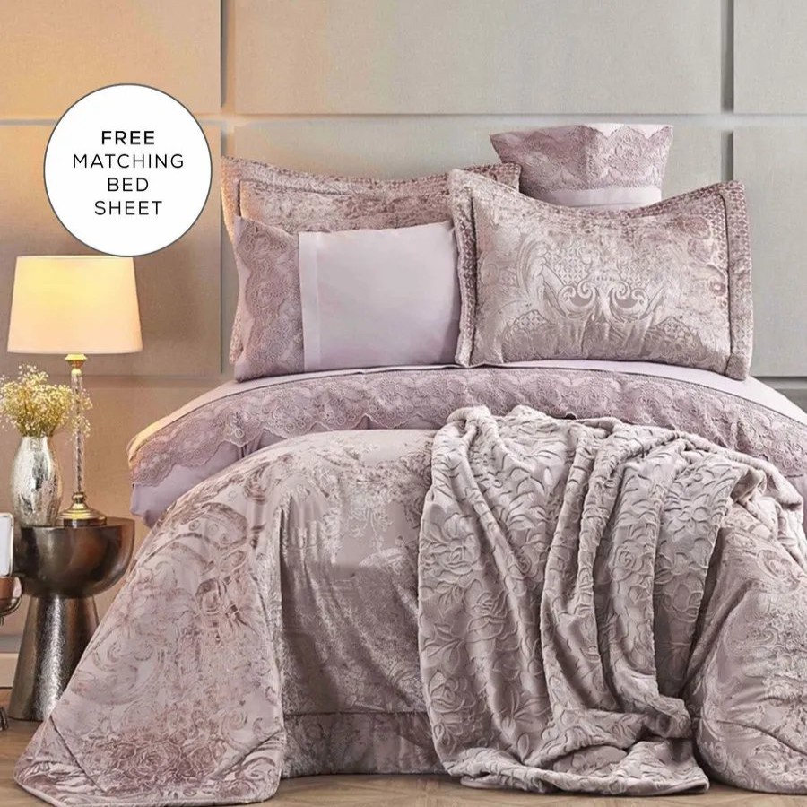 Bedding Sets | Karaca Home Karaca Home Valeria Best Bedding Set, 8 Piece, Double, Dried Rose