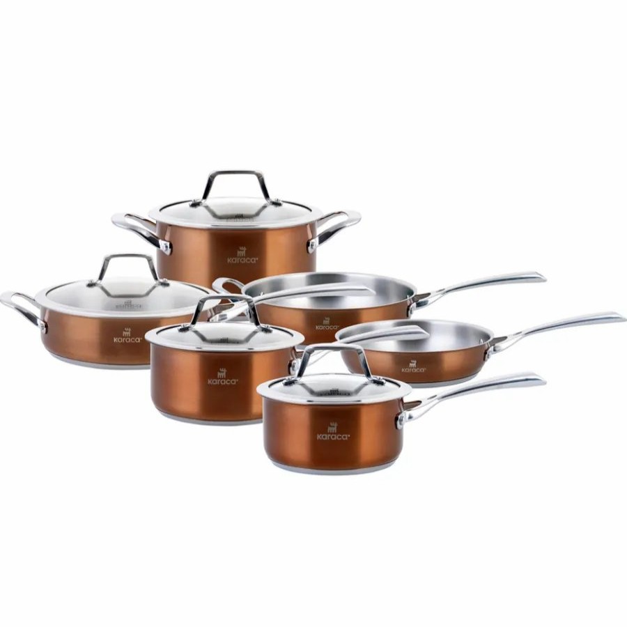 Stainless Steel Cookware Sets | Karaca Karaca 10-Piece Stainless Steel Induction Cookware Set, Rose Gold