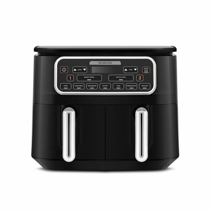 Airfryer | Karaca Karaca Air Cook 2-In-1 Dual Xxxl Air Fryer With Stew Function, 8L, 2500W, Black Chrome