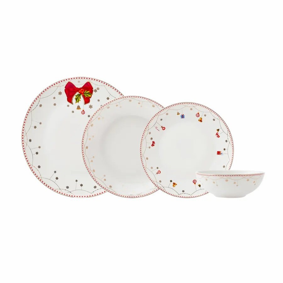 Porcelain Dinner Sets | Karaca Karaca New Year Christmas Nordic Joy 24-Piece Porcelain Dinner Set For 6 People, Multi