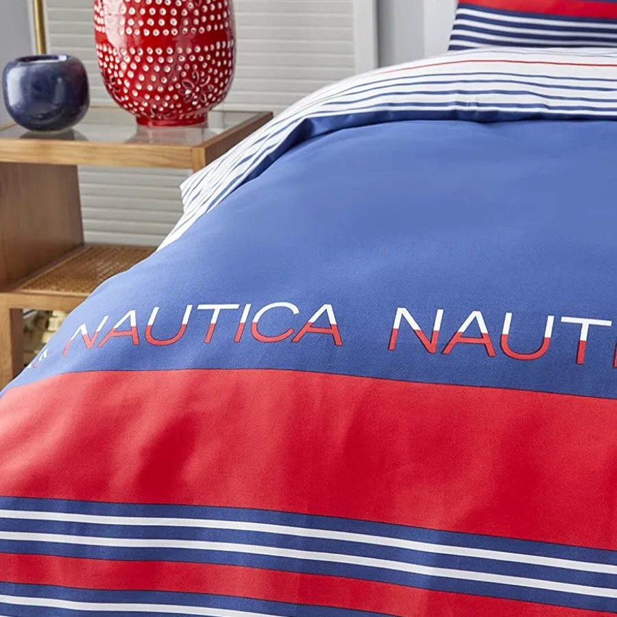 Duvet Cover Sets | Nautica Home Nautica Drifting 100% Turkish Cotton Duvet Cover Set, Double, 200Cmx200Cm, Navy Blue Multi