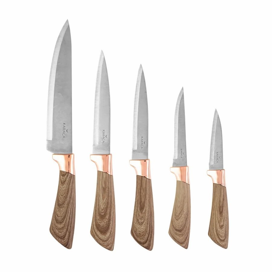 Knife Block Sets | Karaca Karaca Wave 5 Piece Knife Block Set, Brown