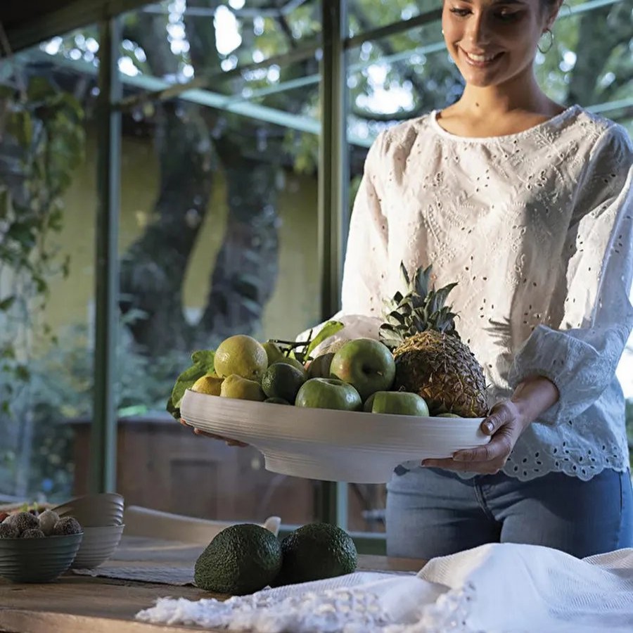 Bowls | Guzzini Guzzini Tierra Fruit Bowl, 42Cmx30Cm, Light Cream