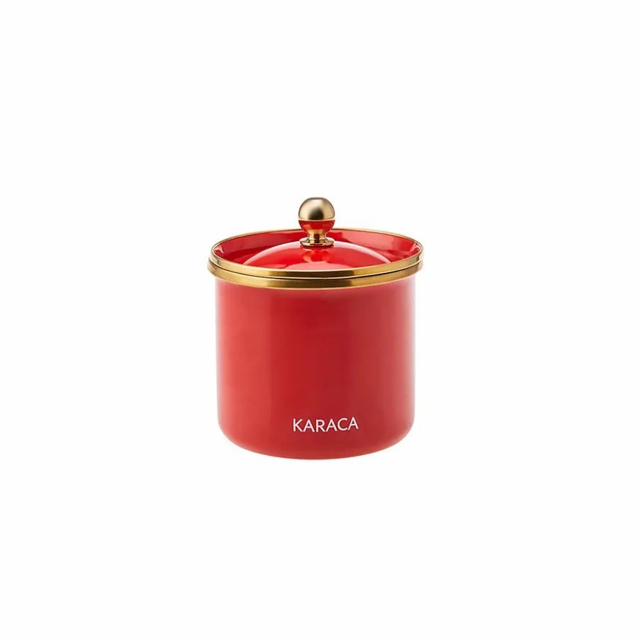 Storage Jars | Karaca Karaca Troy Enamel Storage Jar, Small, Red Gold