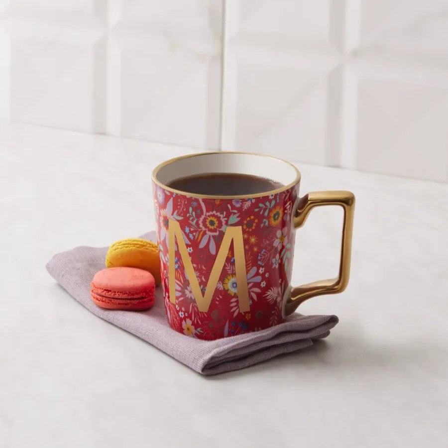 Mugs | Karaca Karaca Flower Porcelain Letter M Mug, 350Ml, Multi