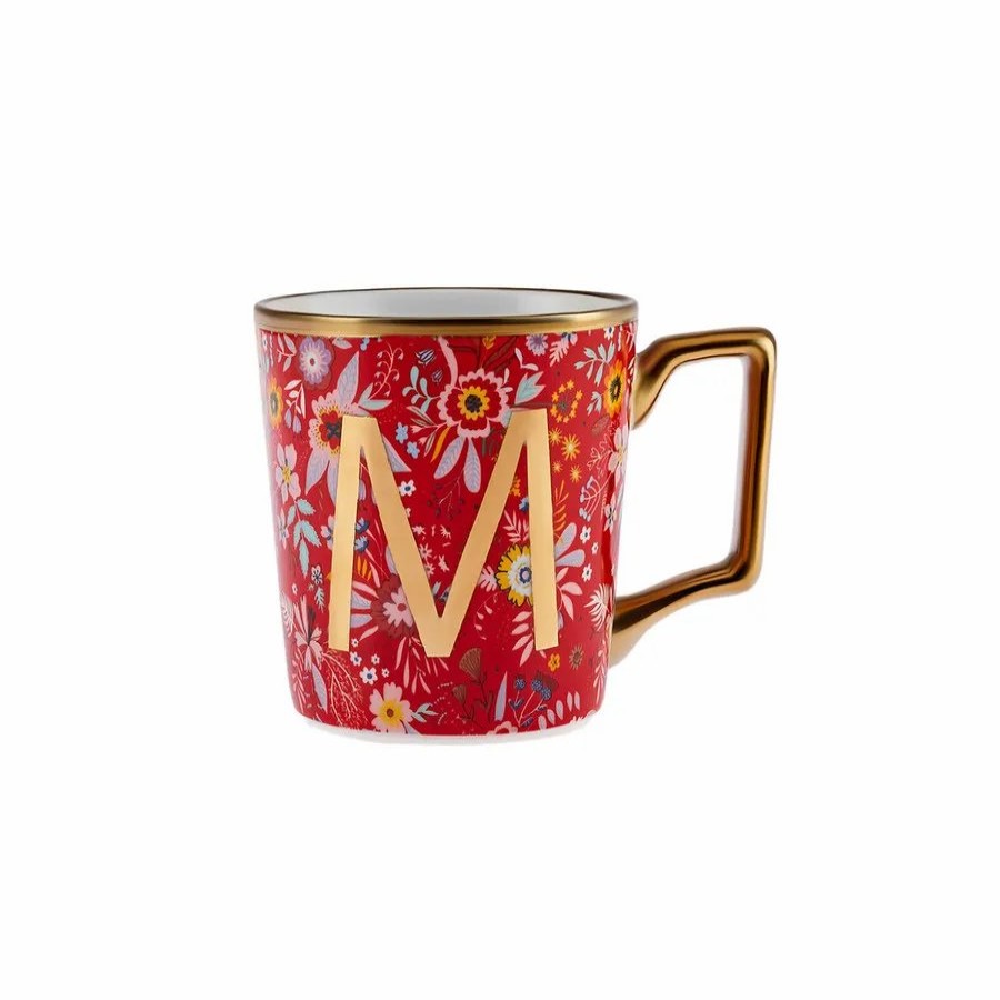 Mugs | Karaca Karaca Flower Porcelain Letter M Mug, 350Ml, Multi