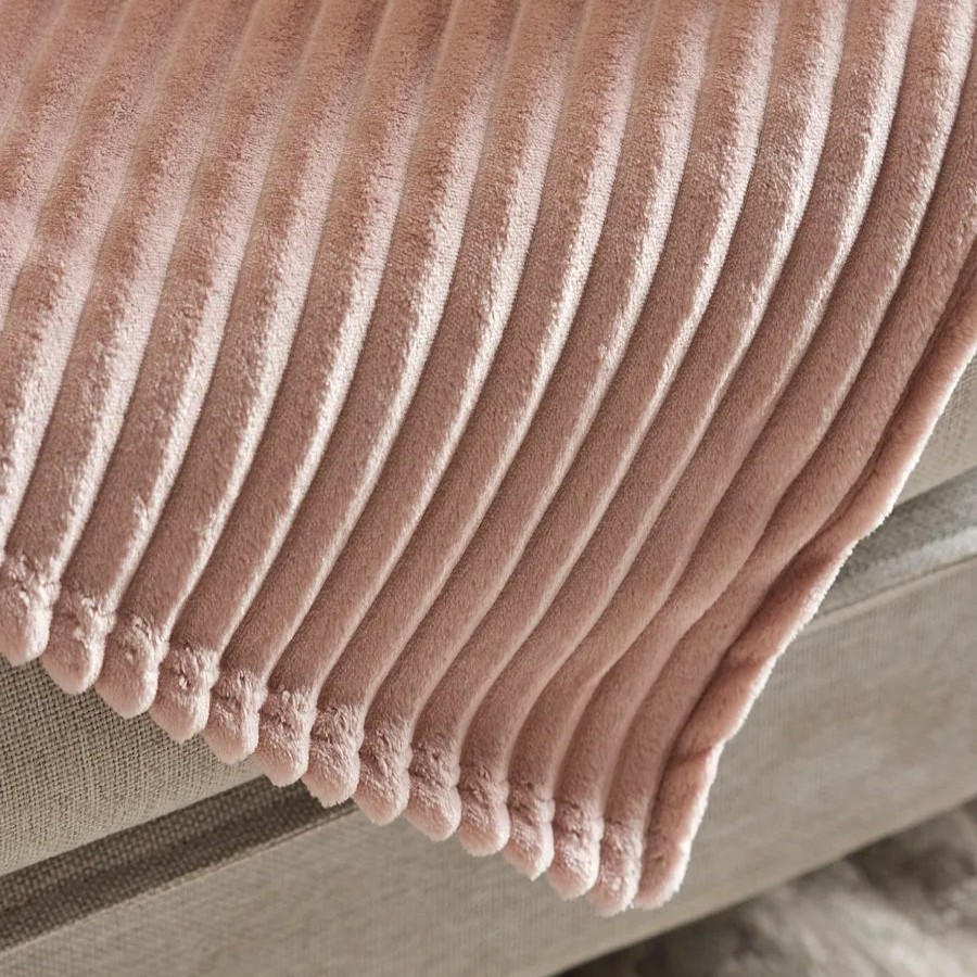 Throws & Blankets | Karaca Karaca Ruby Stripe Wellsoft Blanket, Single, Pink