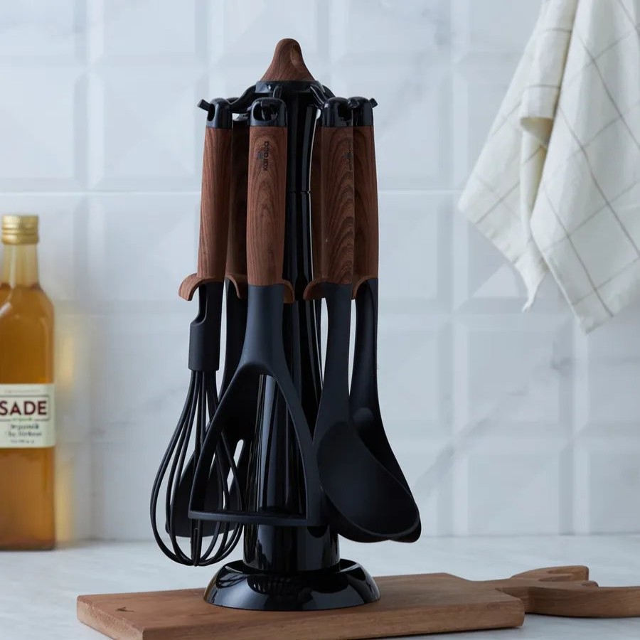 Kitchen Utensils | Karaca Karaca Woody 6 Piece Kitchen Utensil Set With Stand, Black Brown