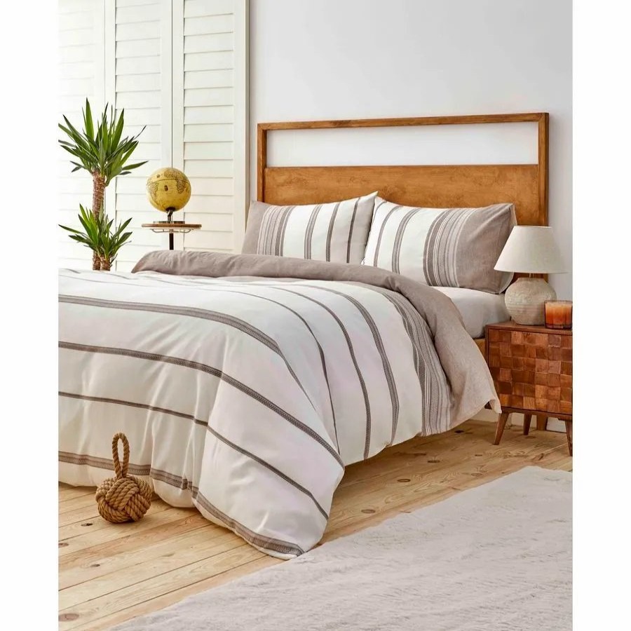 Duvet Cover Sets | Karaca Home Karaca Home Dobby Woven Duvet Cover Set, Double, Brown White