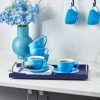 Tea Set | Karaca Karaca 12 Piece New Generation Bone Tea Cup And Saucer Set For 6 People, 220Ml, Blue