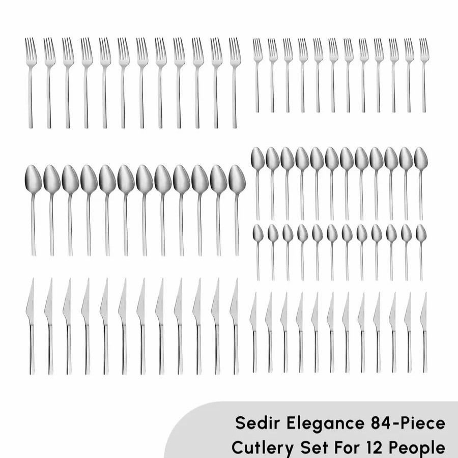 Cutlery Sets | Karaca Karaca Sedir Elegance 84 Piece Stainless Steel Cutlery Set For 12 People, Silver