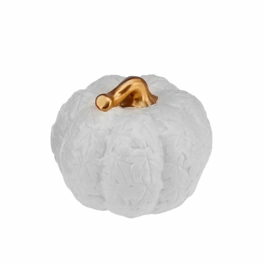 Ornaments | Karaca Karaca Halloween Pumpkin Ceramic Decorative Trinket, 17Cm, White Gold