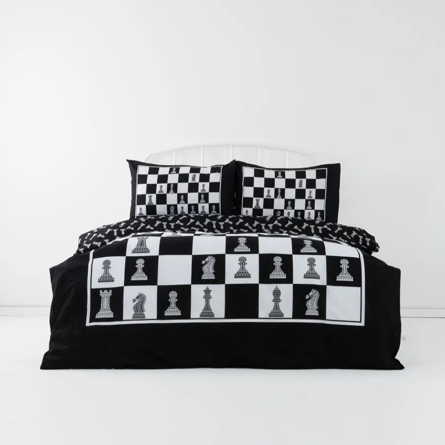 Duvet Cover Sets | Karaca Home Karaca Home Chess 100% Turkish Cotton Duvet Cover Set, Double, Multi