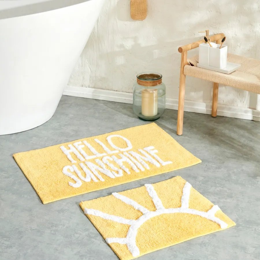 Bath Mats | Karaca Karaca Sunshine Bath Mat Set, 2 Piece, Yellow White