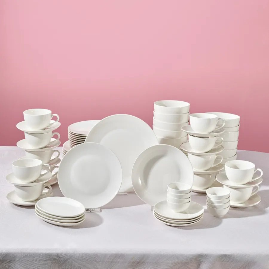 New Generation Bone China Dinner Sets | Karaca Karaca Marcelo 88-Piece New Generation Bone China Dinner Set For 12 People, White