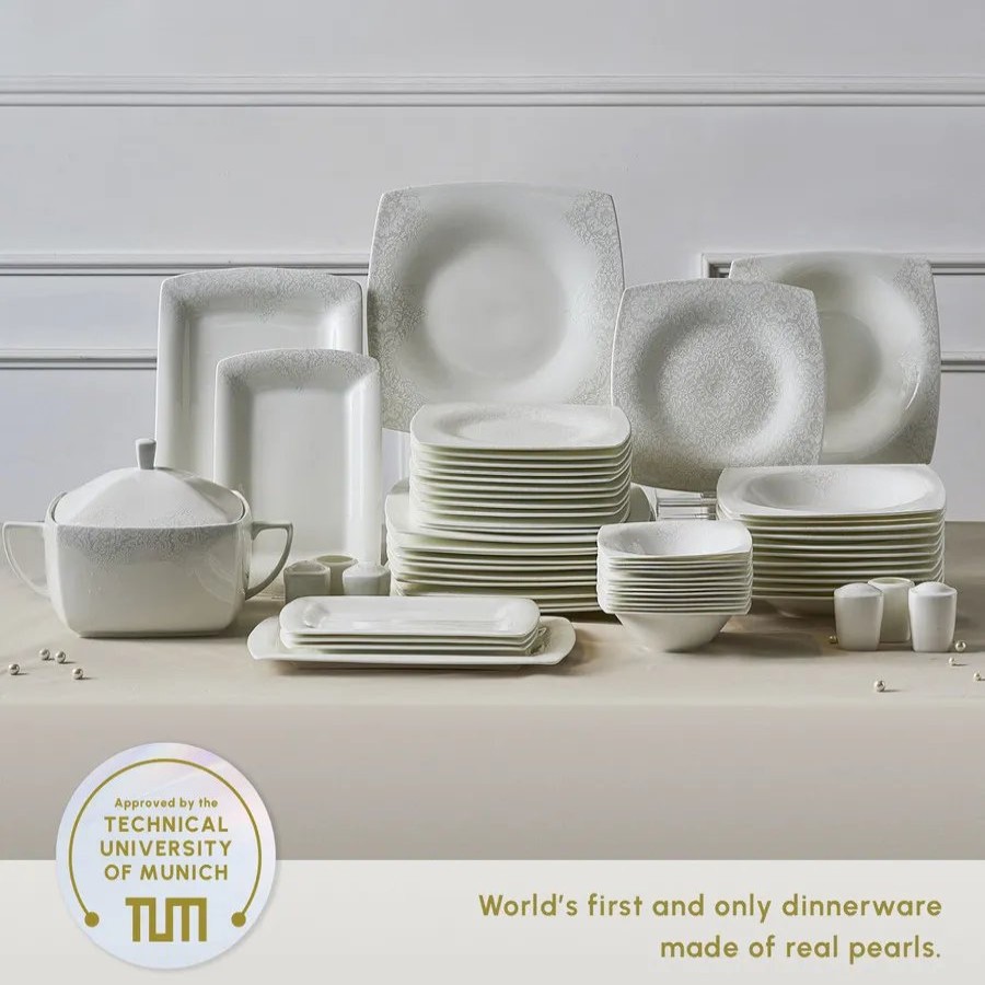 Fine Pearl Dinner Sets | Karaca Karaca Fine Pearl Helen 62-Piece Dinner Set For 12 People, White