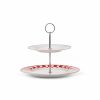 Serving Platters | Karaca Karaca Aries Porcelain 2-Tier Cake Stand, 27Cm, Red Multi