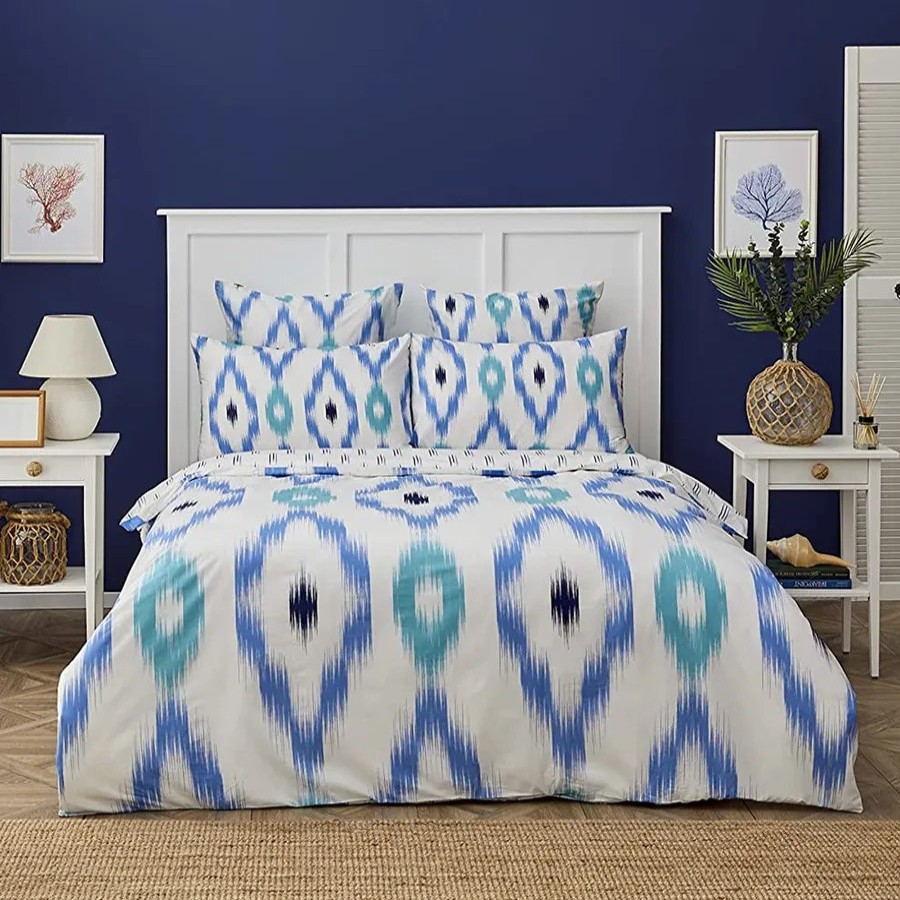 Duvet Cover Sets | Nautica Home Nautica Ikat 100% Turkish Cotton Duvet Cover Set, Single, 140Cmx200Cm, White Blue