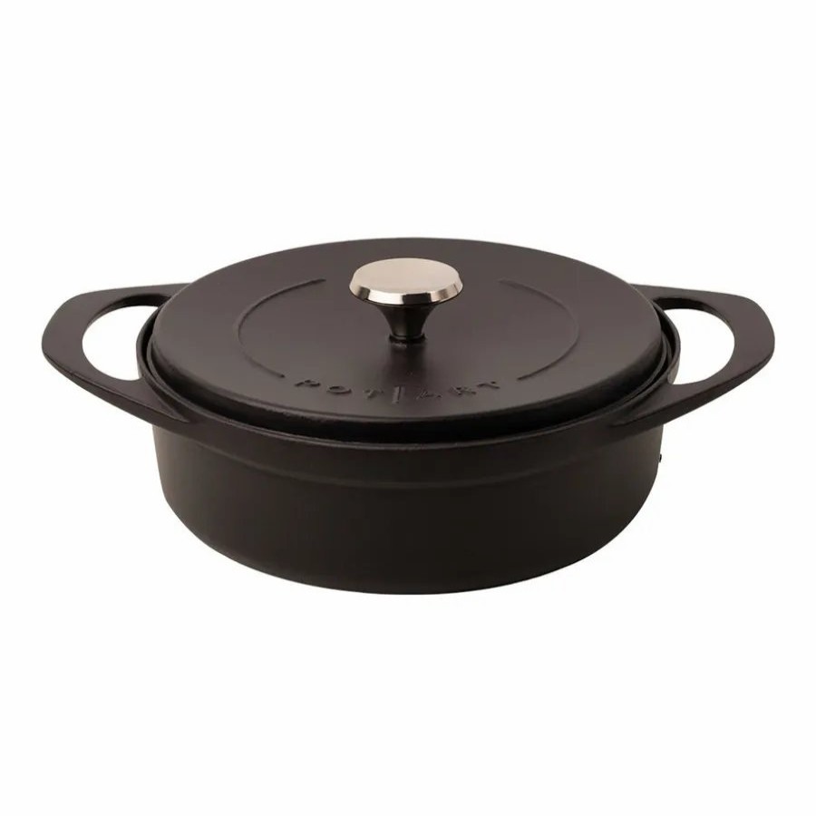 Pots | Pot Art Pot Art Cast Iron Induction Shallow Casserole With Lid, 26Cm, Black