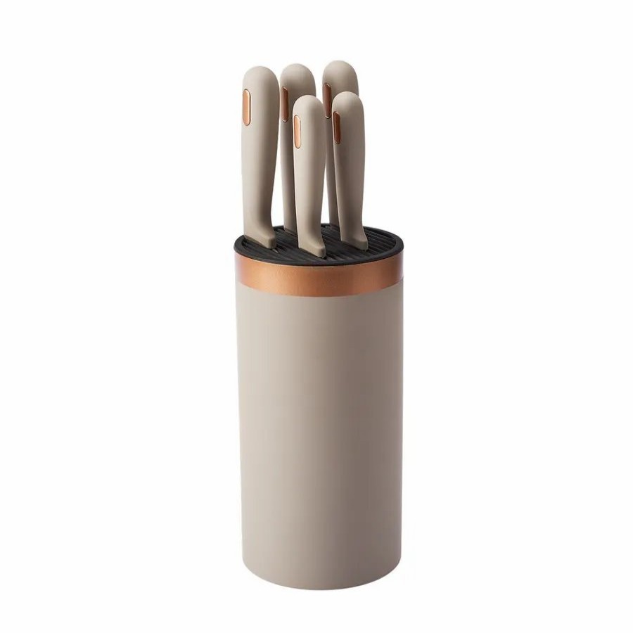 Knife Block Sets | Karaca Karaca Sabrina Round 5 Piece Knife Block Set, Beige