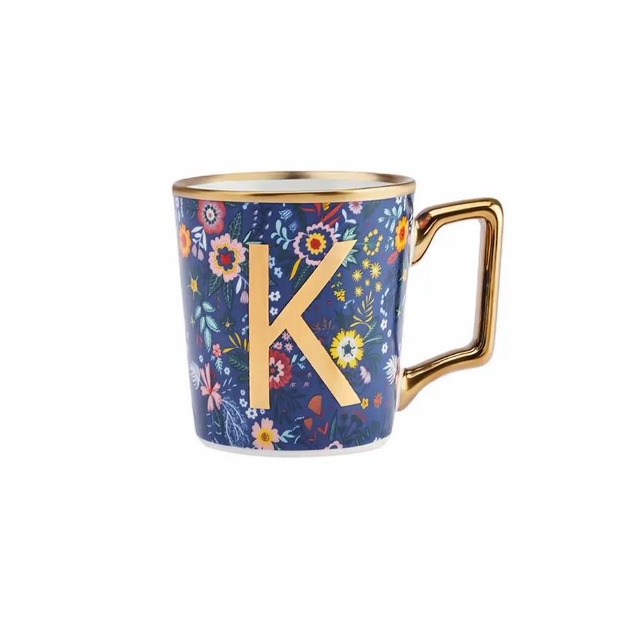 Mugs | Karaca Karaca Flower Porcelain Letter K Mug, 350Ml, Multi